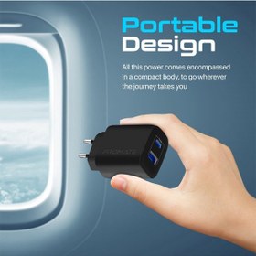 Resim Promate BiPlug-2 17W Yüksek Hızlı Şarj Cihazı, 5V/3A Type-C, 5V/2,4A USB Duvar Şarj Adaptörü, Aşırı Şarj Koruma 