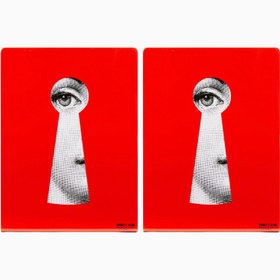 Resim Serratura El Boyaması İtalyan Tasarımı,Metal Kitap Tutucu Seti - Kırmızı / 15 x 20 cm 