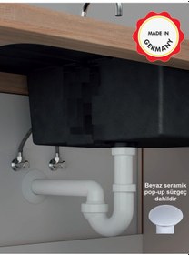 Resim Dallmer Koku Önleyici Lavabo Sifonu Beyaz Seramik Pop-up Süzgeçli Kolay Uygulanır 40'Lık Çıkış Borulu 