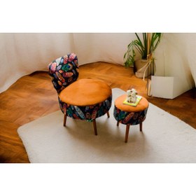 Resim BEYLERBEYİ Çay Seti Tekli Koltuk Berjer Ve Puf Takımı (salon, Balkon, Ofis) 2 li Takım 