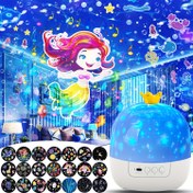 Resim Çocukların Yıldızlı Gece Lambası: 21 Film Ay & Yıldız Projektörü, USB ile Çalışan, Taşınabilir Yıldız Işıkları Projektör Lambası, Sevimli Unicorn Hediyesi Noel için, Otel Odası Dekoru 