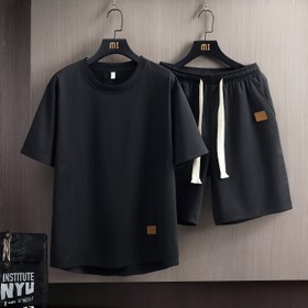 Resim Erkekler için Rahat Yazlık Spor Giyim Seti - 'MI' Logolu Siyah T-Shirt ve Şort, Hafif Polyester Karışımı, Bol Kesim, Rahat ve Sporcu Kıyafetleri İçin İdeal, Spor Giyim Temelleri|Rahat Tarz|Esnek Kumaş 