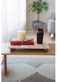 Resim Akayev Traverten 30x15 Cm Ahşap Boncuk Ayaklı Sunumluk Çok Renkli 