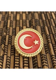 Resim Türk Bayrağı Ay Yıldız Yaka Rozeti kırmızı 