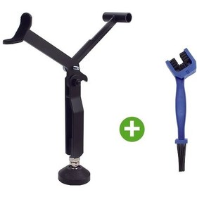 Resim Dream011 Siyah Askı + Mavi Fırçalı Ayarlanabilir Motoristik Ön Arka Tekerlek Kaldırma Sehpası Zincir Temizleme Fırçası 