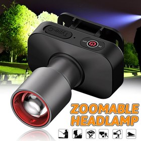 Resim 1 Adet LED Yakınlaştırılabilir Kamp Baş Lambası, Şarj Edilebilir USB Acil Durum Macera Kafa Feneri, Çok Amaçlı Ayarlanabilir Balık Tutma ve Gezi El Feneri, Taşınabilir İş İşlevli Avcı Lampası - Balıkçılar için Eksiksiz Ekipmanlar: Hiking Malzemeleri & Gereçleri, Akla Gelmeden Ihtiyacınız Olacak Ürün! 