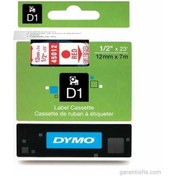 Resim Dymo D1 Şeffaf/Kırmızı Yedek Şerit 12Mm X 7Mt 45012 