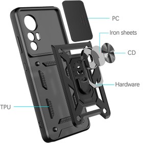 Resim m.tk moveteck Xiaomi Mi 12t Pro Uyumlu Kamera Korumalı Pars Lens Sürgülü Yüzüklü Zırh Tank Yüzüklü Military 