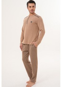Resim Mecit Pijama Mecit 2998 Kahve Selanik Kumaş Kışlık Erkek Pijama Takımı Kahverengi 