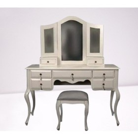 Resim Bengimobilya Makyaj Masa Dresuar 7 Çekmece Ahşap Kayın Lüken Aslan Ayak Beyaz 