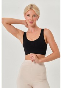 Resim Rosella Model Kalın Askılı Esnek Pedsiz Spor Sütyen Siyah Renk/1 Siyah 