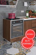 Resim Kenzlife Ankastre Fırın Modülü Kabini Radon Mat Ceviz Renk Suntalam 85(Y)*60(G)*57(D)ocak Dolabı Kapaklı Ayak 