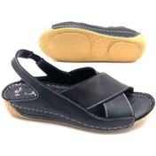 Resim Umut İlgen Hakiki Deri Ortopedik Kadın Siyah Sandalet 