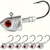 Resim 6 Adet Kırmızı Gözlerle Parlayan Swimbait Jig Başlıkları - Dayanıklı Kurşun & Karbon Çelik, Tatlı ve Tuzlu Su Bass Balıkçılığı için Uzun Atış 