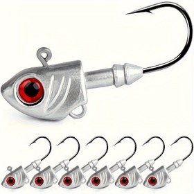 Resim 6 Adet Kırmızı Gözlerle Parlayan Swimbait Jig Başlıkları - Dayanıklı Kurşun & Karbon Çelik, Tatlı ve Tuzlu Su Bass Balıkçılığı için Uzun Atış 