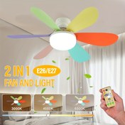 Resim 1 adet LED Akıllı Tavan Vantilatörü Işığı, Uzaktan Kumandalı E26 / E27 Tabanlı Fan Işık, Zamanlayıcı, 6 Fan Bıçağı, 3 Hız, Ayarlanabilir Parlaklık ve Renk Sıcaklığı LED Işık, Yatak Odası, Mutfak, Oturma Odası için Sokak Alan Aydınlatma Fan Işığı, Ticari 