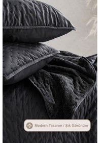 Resim Elart Porto Flame Yatak Örtüsü Çift Kişilik 240x260 Cm Antrasit Antrasit 