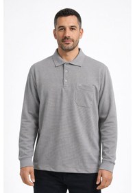 Resim Classics Men Simenti Regular Fit Polo Yaka Uzun Kol Sweatshirt - 7567 Gri 