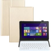 Resim Sunsky AM12 Bluetooth Klavye Koruyucu Deri Kılıf Altın (Yurt Dışından) 