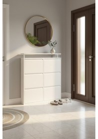 Resim Lıccıa Metal Ayakkabılık 3 Lü Yatay Model Beyaz 