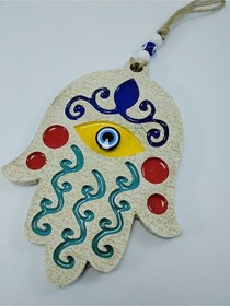 Resim Fatıma Eli Nazar Boncuğu Duvar Dekoru Hamse Eli El Yapımı Polyest 