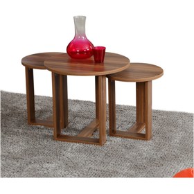Resim PASİFİC HOME Mira 3'lü Zigon Sehpa ,yuvarlak Yan Sehpa, Ceviz 