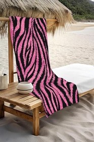 Resim Dijital Baskı Plaj Deniz Havlusu Zebra Desenli Peştamal HVL0187 