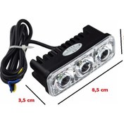 Resim Universal Çakarlı LED Motosiklet Sis Farı 3'lü 