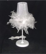 Resim TEKAY AYDINLATMA Beyaz Tüylü Genç Odası Çocuk Odası Yatak Odası Abajur Beyaz Tüylü Abajur 