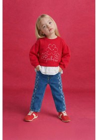 Resim Defacto Fırfır Detaylı Oversıze Çiçekli Sweatshırt Kız Bebek G7417A526SP 