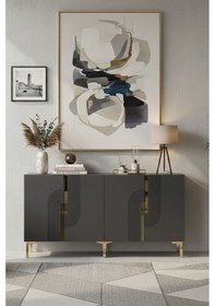 Resim Ka1804ag Meyra180 Konsol, Kahve Köşesi, Tv Sehpası Antrasit-gold 180cm Antrasit-gold 