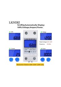 Resim 110v Backlight-din Rail Kwh Metre 1 Faz 2 Telli Lcd Dijital Ekran Güç Tüketimi Enerji Elektrik Kwh Sayacı Ac 110v-230v 50/60hz 