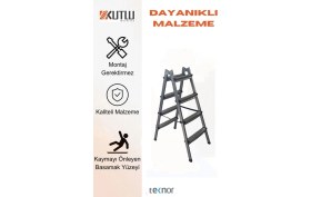 Resim Çift Taraflı Dayanıklı Metal Basamaklı Merdiven 