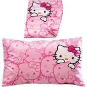 Resim For Hello Kitty Satin Pillowcase, Suitable for Hair And Skin, Softer Than Pillowcases, Large Size, Machine Washable, Wrinkle-Resistant Satin Pillowcase Standard Size 48.26X66.04 cm, Pink Cat Face Without Zipper. 