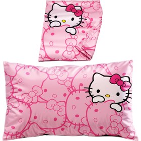 Resim For Hello Kitty Satin Pillowcase, Suitable for Hair And Skin, Softer Than Pillowcases, Large Size, Machine Washable, Wrinkle-Resistant Satin Pillowcase Standard Size 48.26X66.04 cm, Pink Cat Face Without Zipper. 