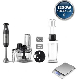 Resim Philips 5000 Serisi 1200 W 1.7 L Mutfak Robotlu El Blender Seti + Mutfak Tartısı 