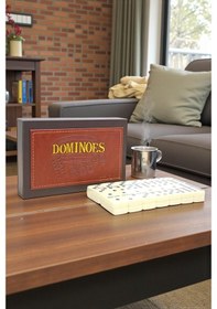 Resim Lüks Deri Kutulu Premium Domino Seti 28 Parça Spinner Lı Çift 6 Taş 2-4 Oyuncu Yeni Yıl Hediyesi 