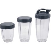 Resim 3pcs Yedek Fincan 32 Oz Muazzam +24 Oz Uzunluğunda +18OZ Küçük Fincan +3 Kapak Nutribullet Meyve Meyve Meyve Suyu Parçaları Mutfak Cihazı Şişesi (Yurt Dışından) 