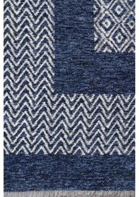 Resim Moretti Nordi Çerçeve Desenli Yıkanabilir Salon Mutfak Yolluk Lacivert Dokuma Modern Halı 