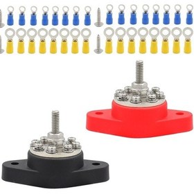Resim Sones Cp-4102 5/16 İnç M8 Rv Yat 8 Yollu Terminal Saplaması, 2 Adet M5x20 Vida + Terminaller Siyah + Kırmızı 