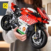 Resim 1:10 Ölçekli Kırmızı Motosiklet Yapım Blokları Seti - Doğru Motor Yuvaları ve Sağlam Motosiklet ile Şık Spor Bisiklet Tasarımı, Gençlerin Eğitici Eğlencesi İçin Mükemmel, Doğum Günleri, Noel, Cadılar Bayramı, Şükran Günü, Yeni Yıl, Motosiklet Yapım Blokları İçin İdeal Hediye 