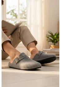 Resim Buratti Kemerli Keçe Kışlık Ev Erkek Terlik 6711003 Gri 