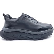 Resim Marcomen M22390 Hakiki Deri Yüksek Taban Erkek Siyah Şık ve Konfor Sneaker Ayakkabı 