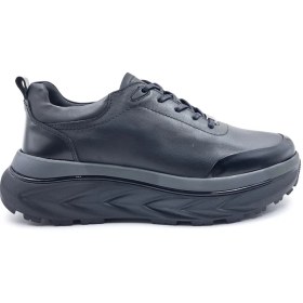 Resim Marcomen M22390 Hakiki Deri Yüksek Taban Erkek Siyah Şık ve Konfor Sneaker Ayakkabı 