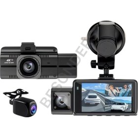 Resim Besonders F6 PRO SERİ 1080P 4K Full HD 3 Kameralı Wifi GPS Gsensör Gece Görüş Ön Arka İç Kayıt Araç İçi Kamera 