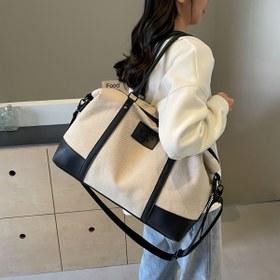 Resim Kadınlar için Büyük Kapasiteli Siyah ve Bej Renkli, Rahat ve Moda, Seyahat, Fitness ve Günlük Kullanım İçin İdeal, Seyahat Tote Çantası | Rahat Stil | Dayanıklı Tutma Kolu, Büyük Tote Çanta 