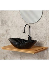Resim Lena - Tezgah Üstü Porselen Lavabo - E-2113m5- Siyah 