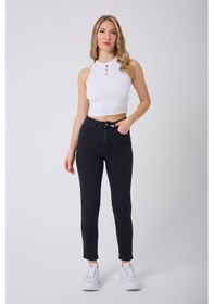 Resim Kadın Skinny Fit Yüksek Bel Jeans Siyah Siyah 