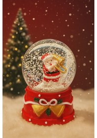 Resim 2026 Yılbaşı Temalı Led Işıklı Noel Baba Santa Kar Küresi 9 Cm Orta Boy Dekoratif Hediye-48 