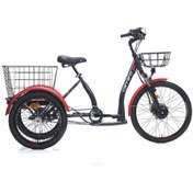 Resim Carraro 3 Tekerlekli 250 Watt Elektrikli Kargo Bisikleti E-Line Epack 2.1 Mat Siyah Kırmızı Gri 